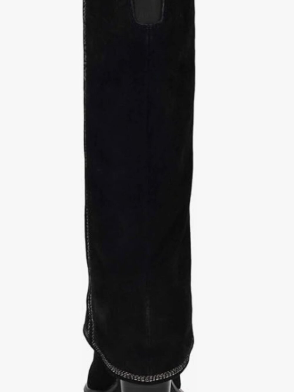 Nine West Women's Rimepy Black Suede Fold Over Knee High Cuff Pointed Toe Boots - Picture 3 of 6